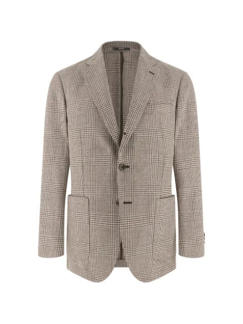 Boggi Milano Prince of Wales check linen and wool jacket