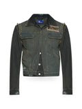 MARKING DISTANCE stud-embellished layered denim jacket