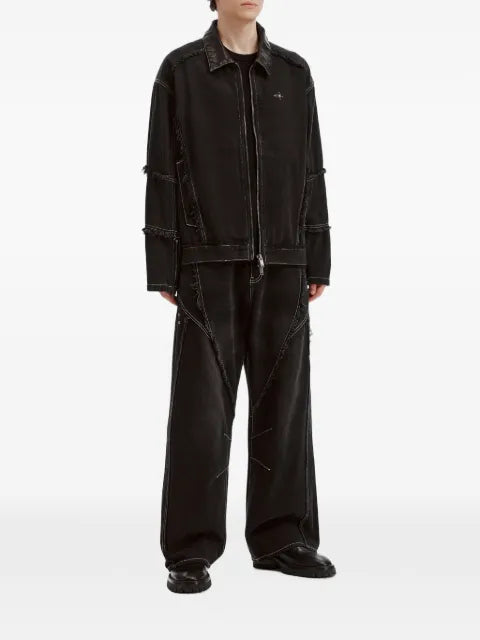 FIVE CM raw-edge panelled denim jacket