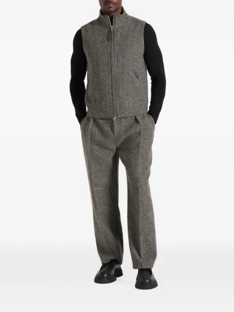 Manière De Voir Levi in grey herringbone wool zip gilet