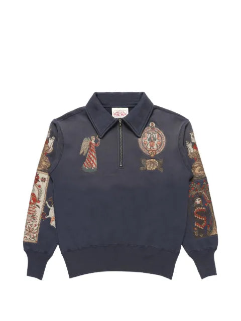 Samuel Zelig Folk embroidered quarter-zip sweatshirt