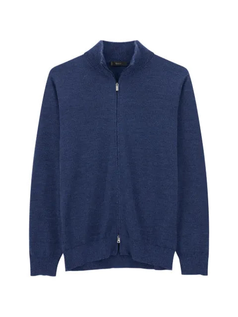 Boggi Milano full-zip jumper in merino-wool Cashwool® mouliné
