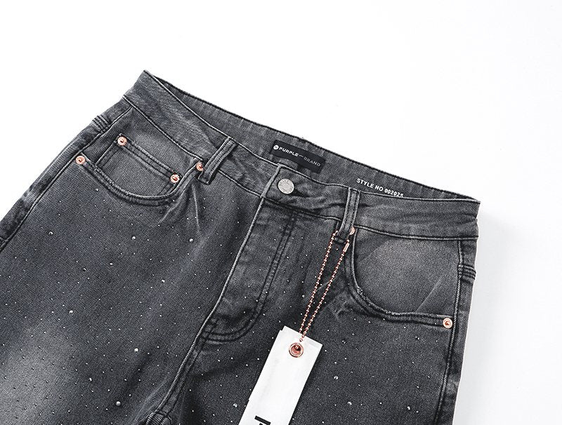 Purple Brand Gray Rhinestone Flared Jeans