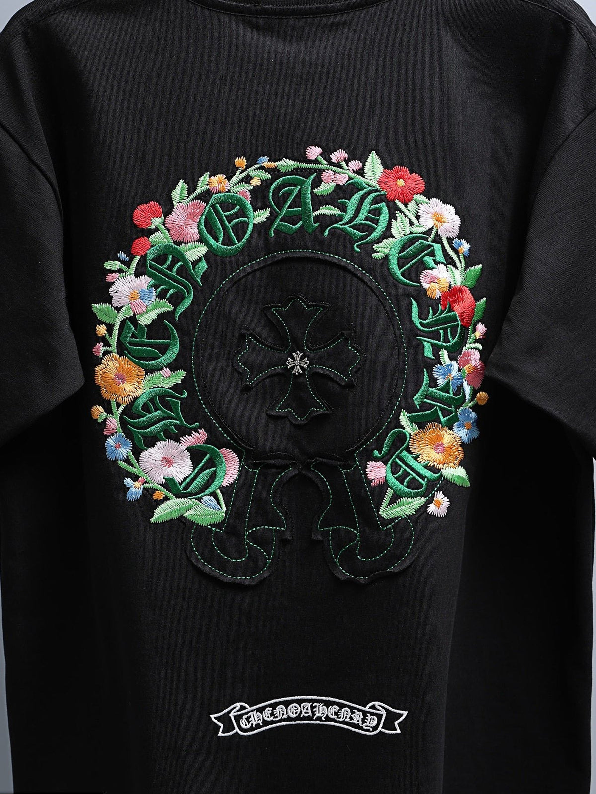 Chrome Hearts Floral Horseshoe Cross Graphic T-Shirt
