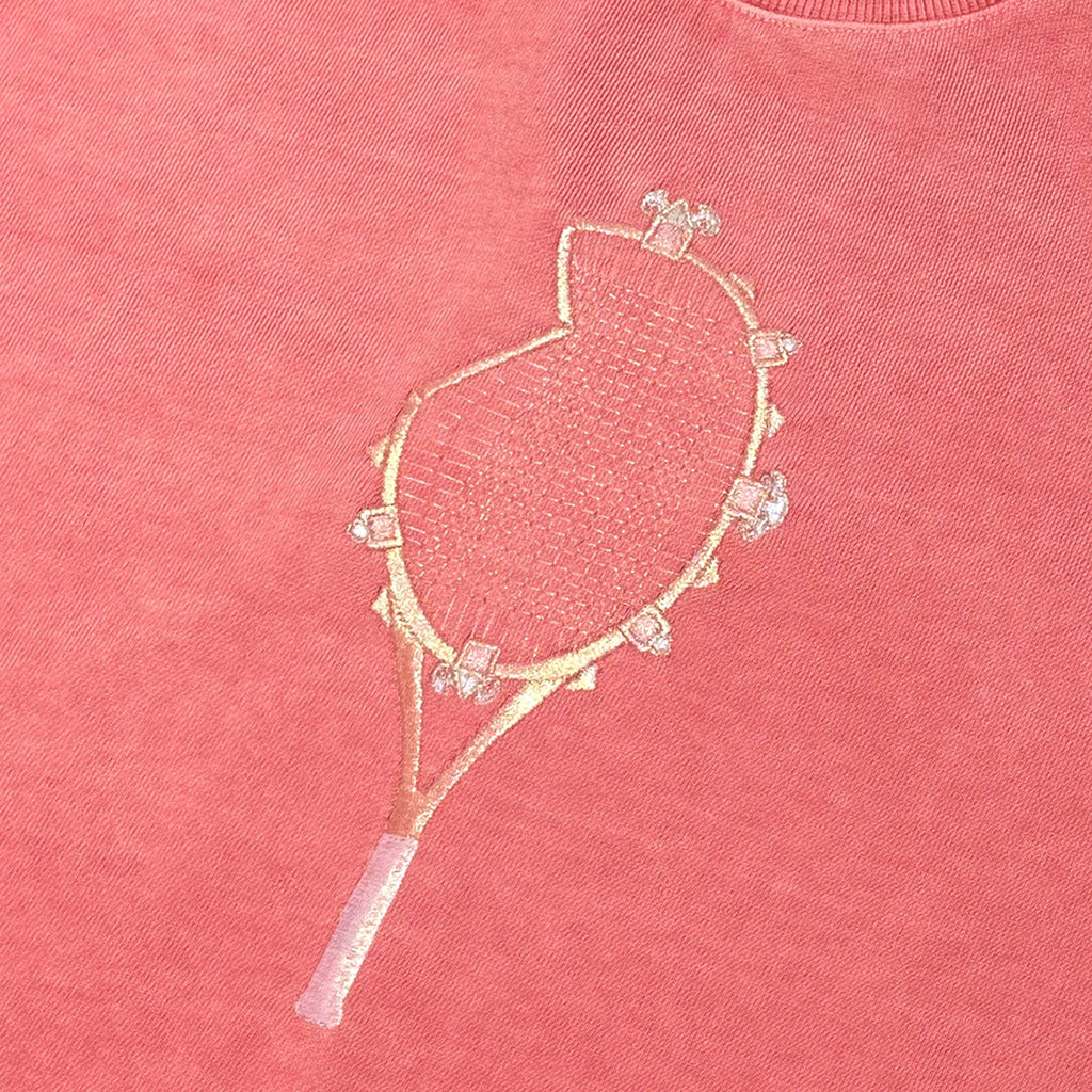 Guen French Jewelled Racket T-shirt: Pink Sand