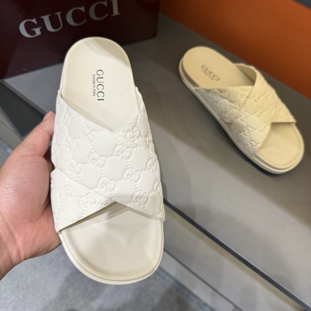 Gucci Men's GG Monogram Crossover Slide Sandals